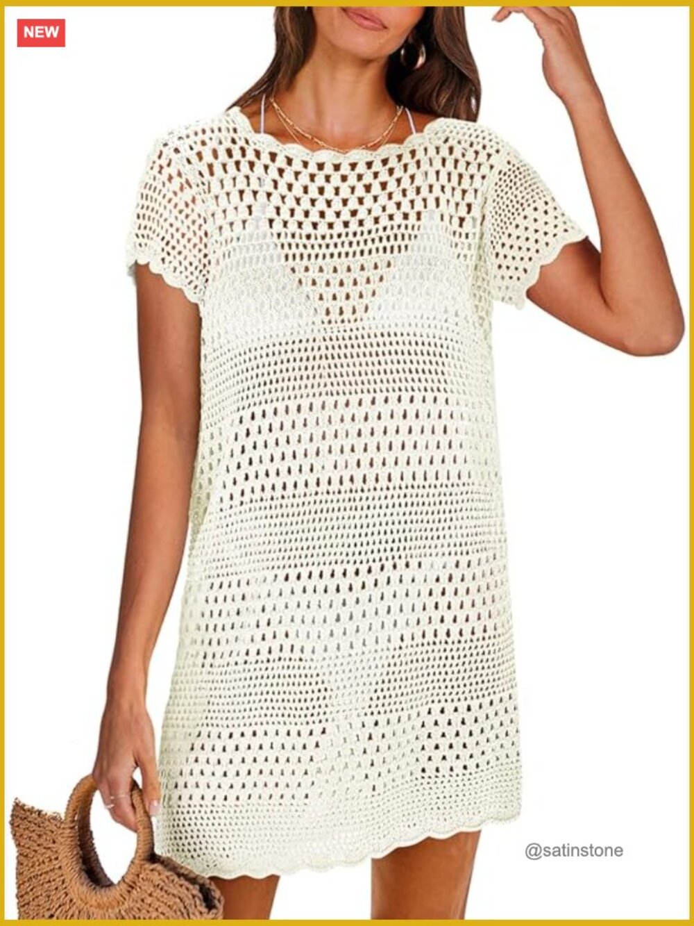 Mesh Knit Crochet Hollow Out Swimsuit Cover Up Beach Dress Pullover